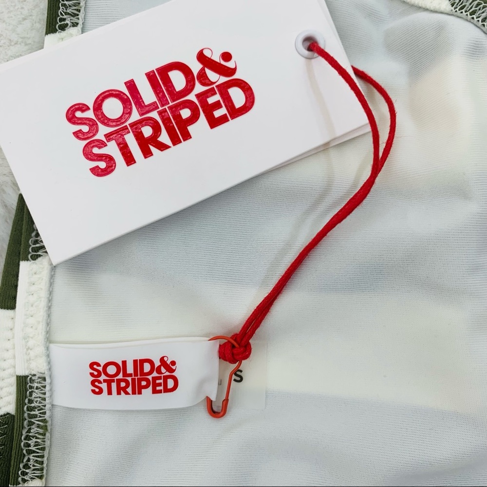 SOLID & STRIPED The Elle Bikini Bottom Olive Green White Stripe Swim Sma… - Picture 14 of 14